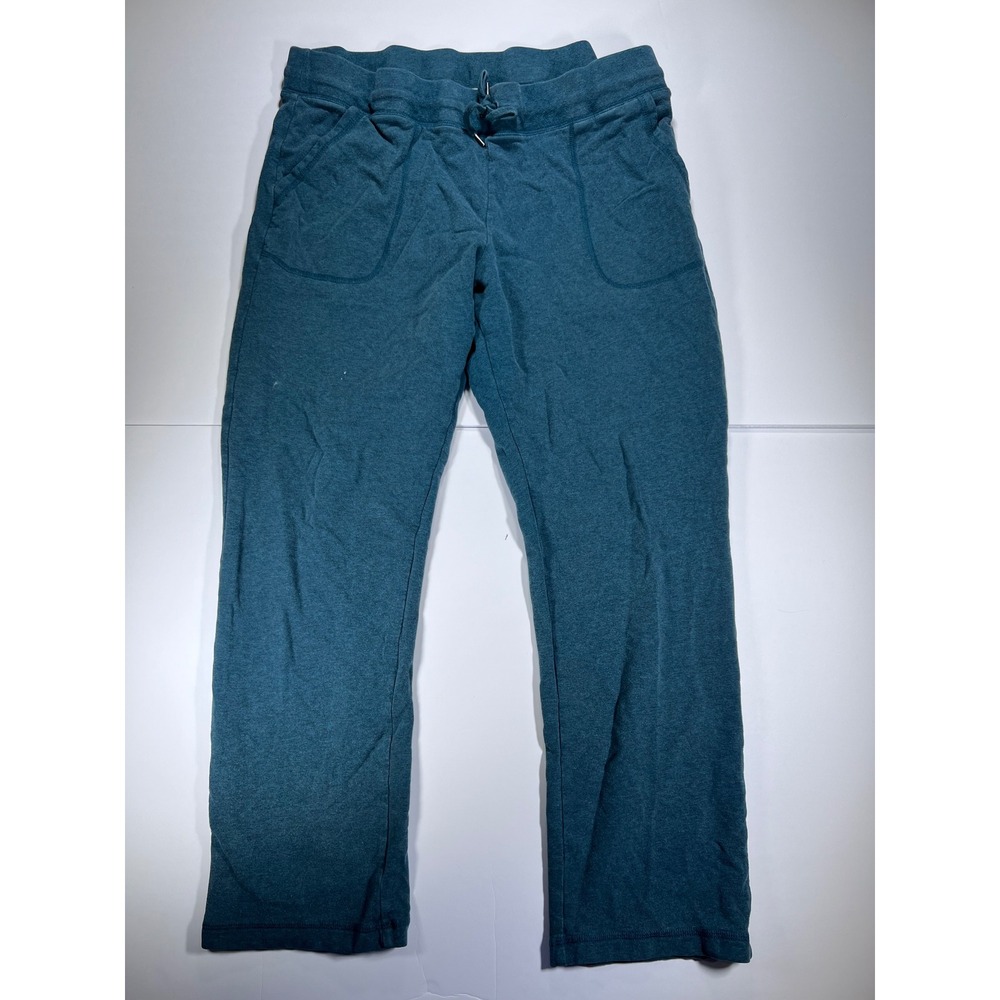L.L. Bean Sweatpants Womens Large Petite Teal Blue Drawstring Straight Leg 0755